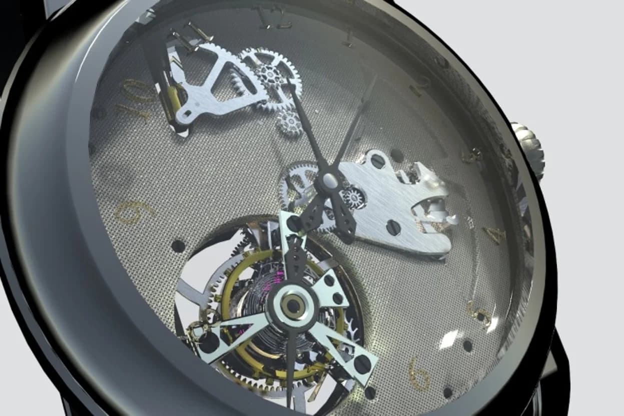 Rendering of the eternal watch showing the integration of its mechanism